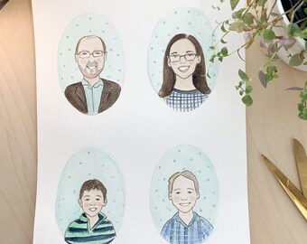 Custom family portrait , watercolor family portrait , custom illustration , custom watercolor family portrait , mother day , gift for her