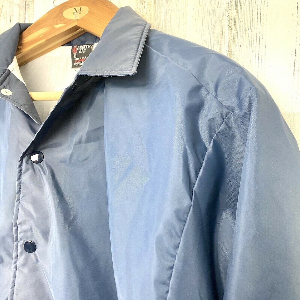 Vintage Aristo Jac Satin Windbreaker Jacket Size XL Blue Made | Etsy