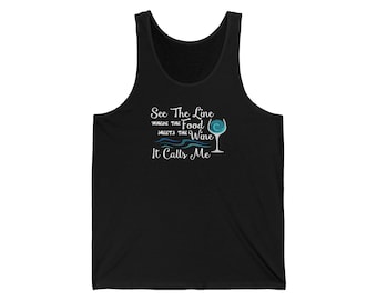 Divertida camiseta sin mangas de Moana: donde la comida se encuentra con el vino - Camiseta sin mangas para mujer