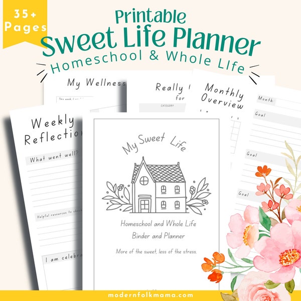 Printable Homeschool Planner Binder Kit, Heart Centered Goals, Weekly Rhythm, Sweet Life Planner, Minimalist Printables, A5, A4 Letter