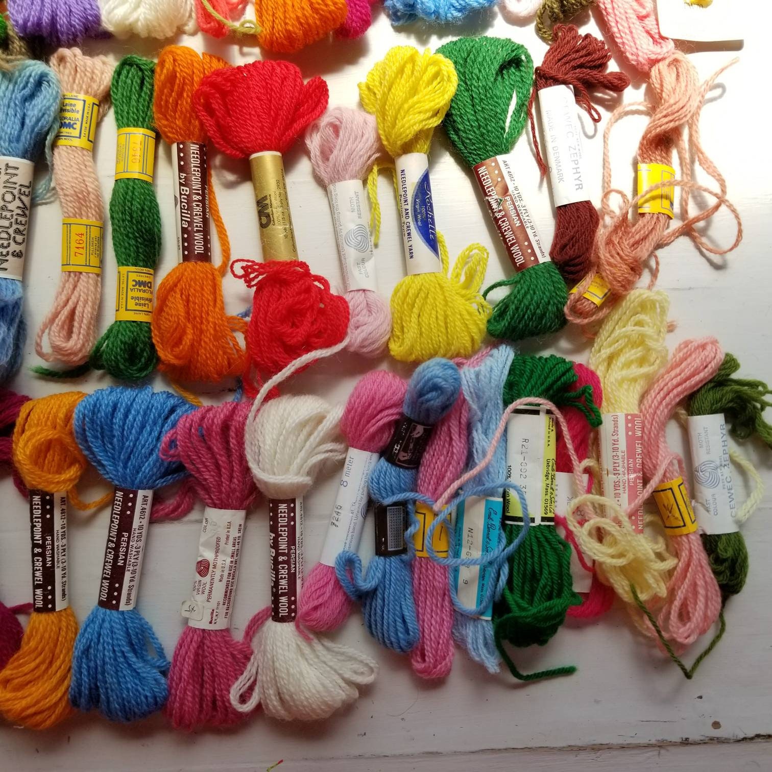 Vintage Wool Yarn Lot Bucilla Needlepoint Visible Mending Etsy