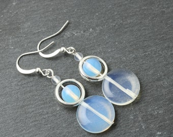 Moonstone Earrings, Moonstone Jewelry, Moonstone Dangles, White Stone Earrings, Boho Earrings, White Dangles Earrings