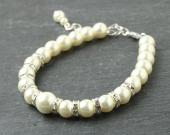 Elfenbein Perle Armband, Brautjungfer Perle Armband, Elfenbein Hochzeit Armband, Braut Perle Armband, Trauzeugin Geschenk, Mutter der Braut Geschenk