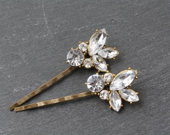 Rhinestone Hair Pins, Crystal Hair Pins, Wedding Hair Pins, Bridal Hair Accessories, Set of 2 hair pins, Bridal hair pins, Vintage Style