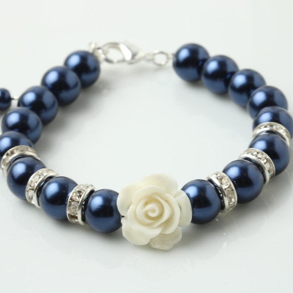 Navy Flower Girl Etsy