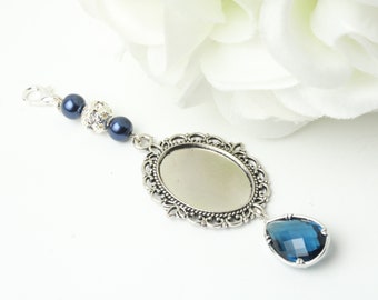 Bridal Bouquet Charm, Something Blue, Bridal Pin, Good Luck Charm, Bridal Gift, Photo Bouquet Charm, Memorial Charm