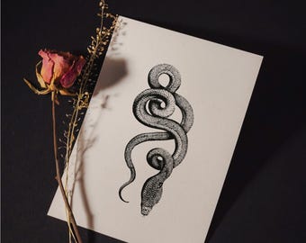 Cobra Snake Art Print | Minimalist Goth Home Decor