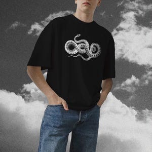 Adder Snake Graphic T-shirt- Unisex Eco Organic Black Cotton Tee- Comfort Top- Vintage Alternative Nature Wildlife Snake Lover Gift Goth