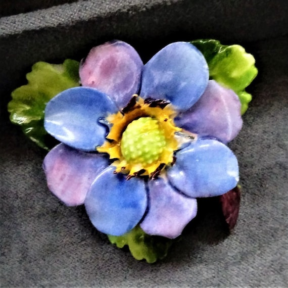 Vintage Cara China Staffordshire Pansy Brooch - image 1