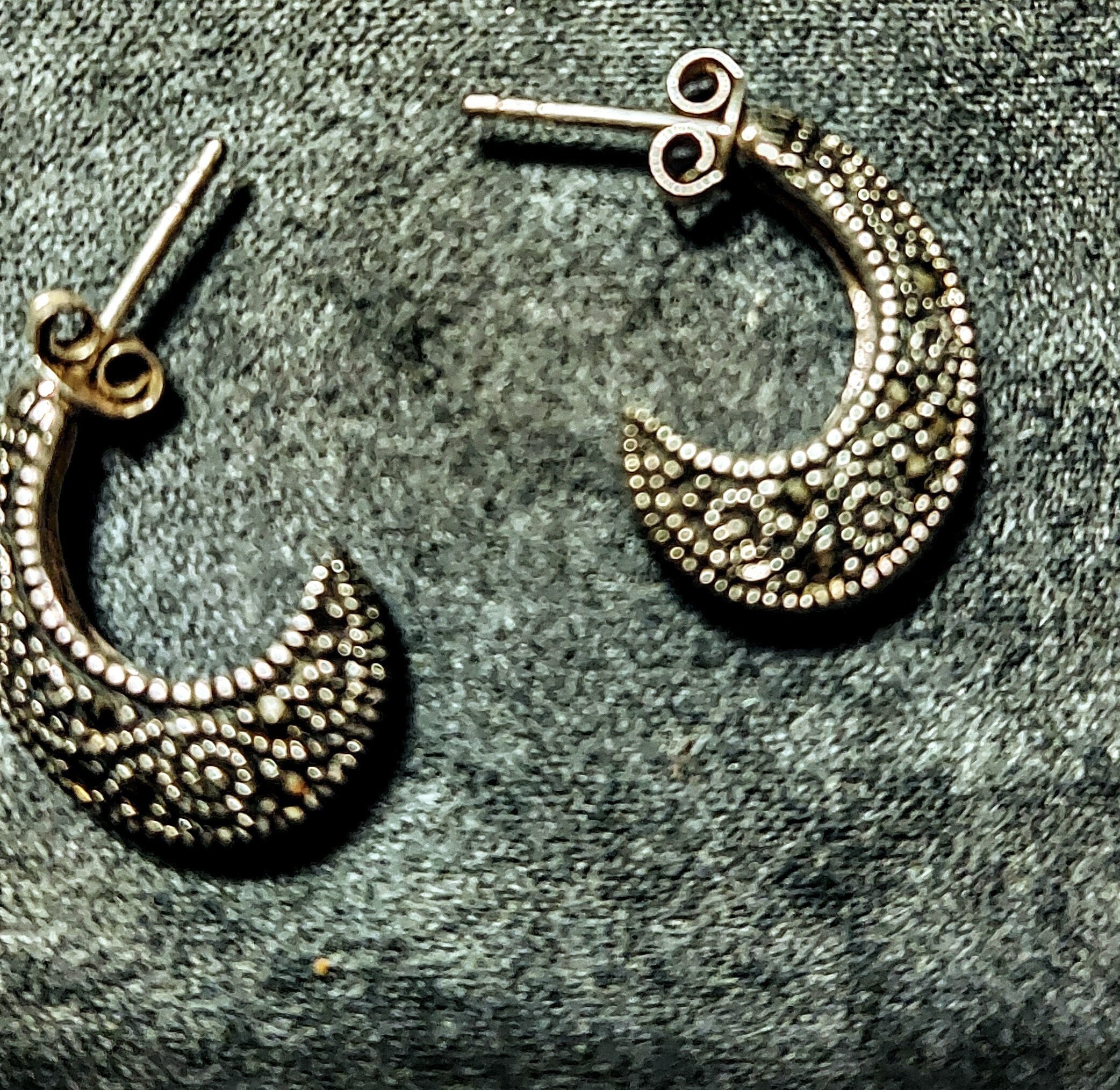 Vintage Earrings 925 Half Moon - Etsy