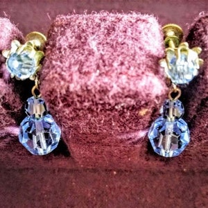 Antique Aquamarine retro signed Coro dangle earrings