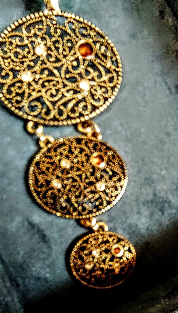 Vintage Avon HS 3 tier Bronze necklace Rare neckla