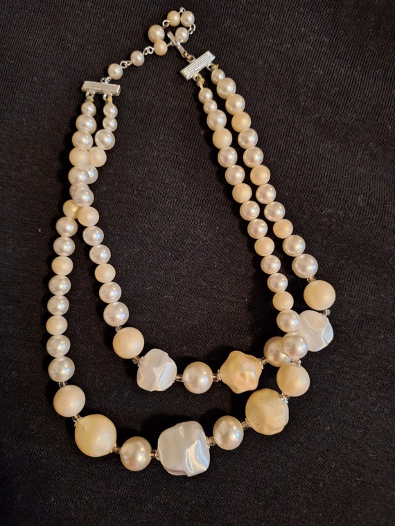 M&S White Glass Pearl and Diamanté Necklace Adj to 50cm Retro Single Strand  - Etsy