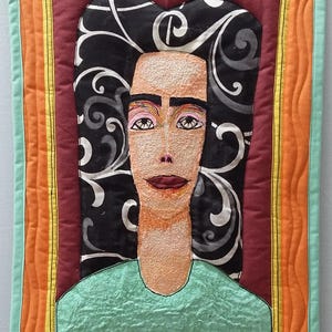 Wall Quilt &quot;THE MAIDEN&quot;, девойката, PERSONALISED Bulgarian Art, Quilted Female portrait, Fabric Art, Quilted Art, Quilted wall hanging.