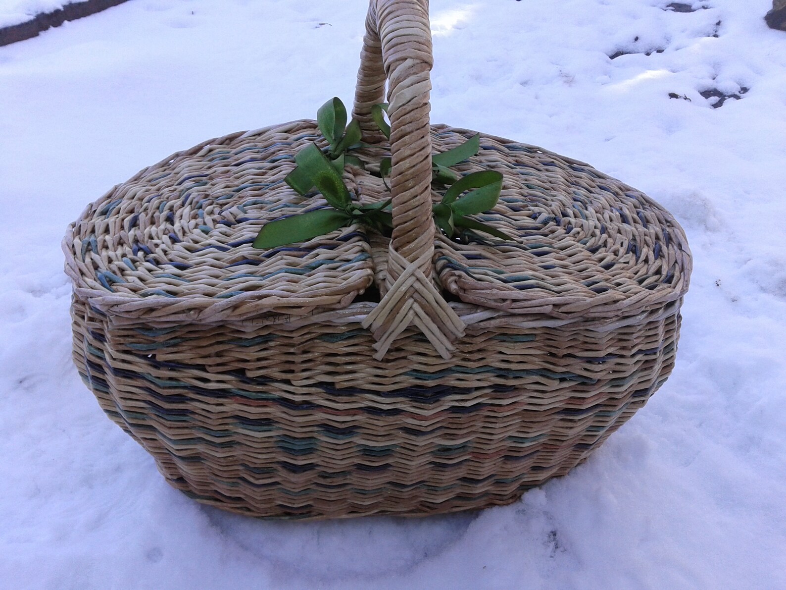 Wicker picnic basket with two lids Double lid basket Etsy