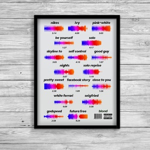 Frank Ocean Blonde poster digital impresión personalizada hecha a mano forma de onda Visual Audio Light Versión