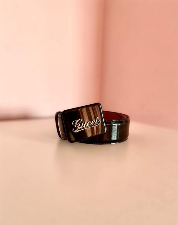 Authentic Gucci Patent Belt Vintage Leather