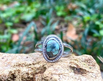 Multi-Color Poseidon Turquoise Statement Ring Handstamped 925 Size 7.5
