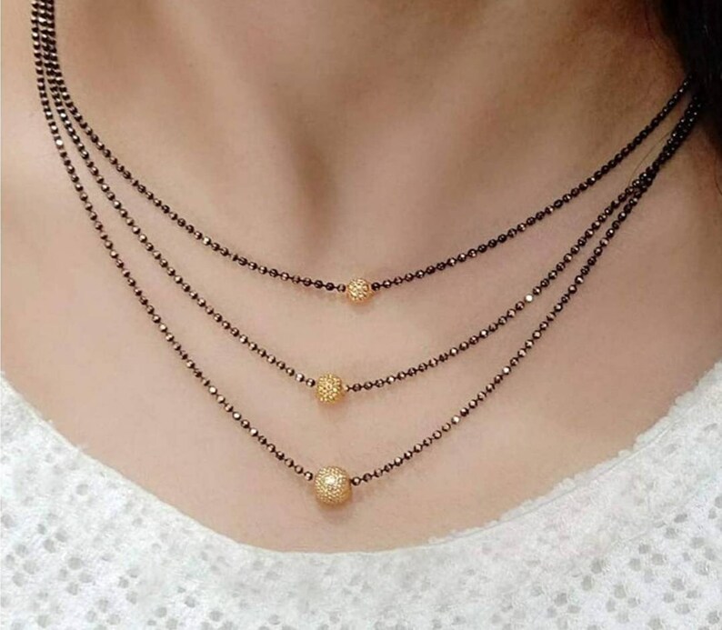 Indian jwellery mangalsutra with three layer beads chain | Etsy