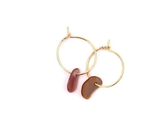 Gold Seashell Hoop Earrings, Natural Shell Jewelry, Beach Earrings