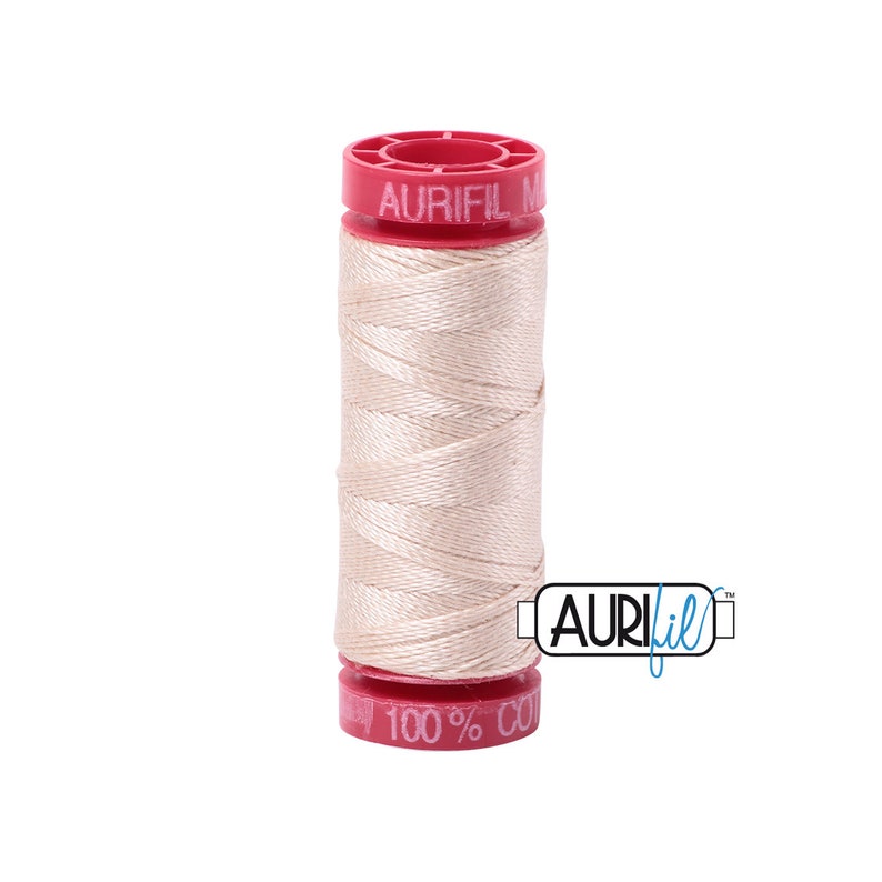 Light Sand 2000 12wt Small Spool Aurifil Thread image 1