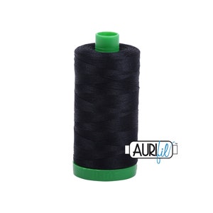 Black (2692) 40wt Large Spool | Aurifil Thread