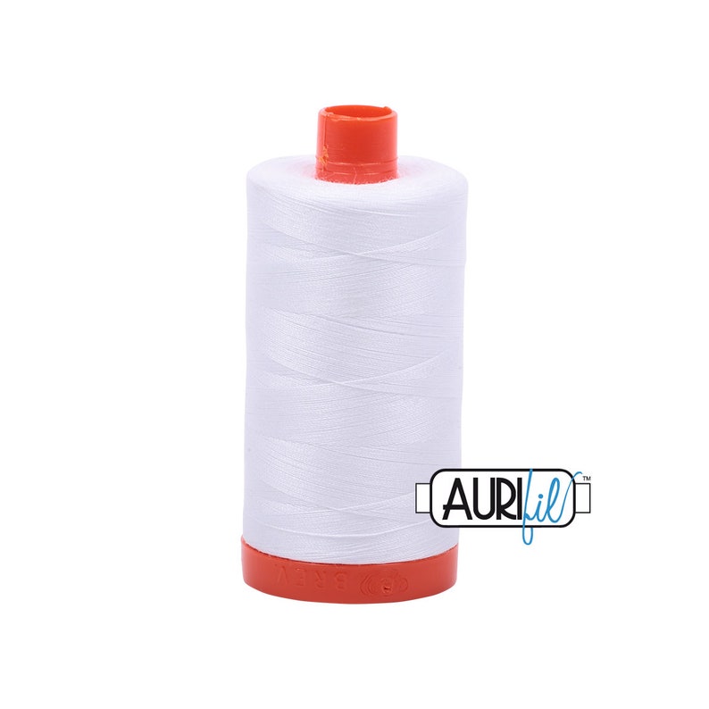 White 2024 50wt Large Spool Aurifil Thread image 1