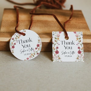 Round and Square tag template, Floral tag template, Round floral gift tag, Sqaure gift tag template, Thank you tag #Viona