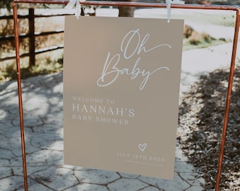 Oh baby sign, Welcome sign template, Baby shower welcome sign, Gender neutral, Beige welcome sign | BELLAMY