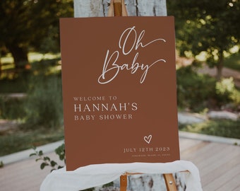 Oh baby welcome sign, Baby shower welcome sign, Welcome sign template, Terracotta welcome sign  #BELLAMY-TR