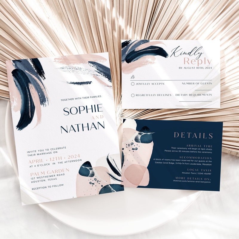 Navy Wedding Invitation - Etsy