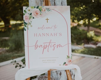 Baptism welcome sign, Welcome sign template, Blush baptism welcome sign template instant download  #BLUSHEE