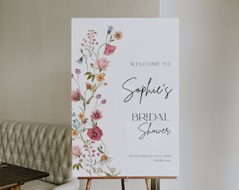 Bridal Shower Welcome sign, Wildflower Bridal Shower Welcome sign template, Colorful Floral Welcome Sign #Viona