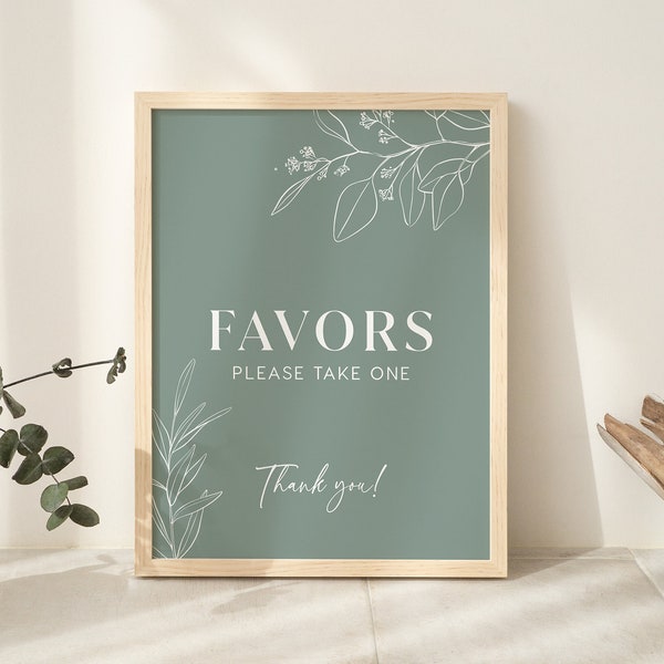 Favors sign template, Wedding favors sign, Floral wedding sign, Botanical wedding sign, Sage green wedding sign #sagefloral