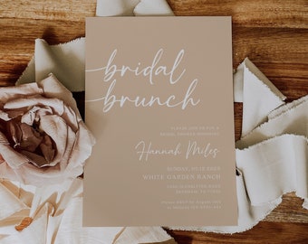 Bridal brunch, Bridal shower brunch invitation, Beige bridal shower invitation, Digital invitation  template | BELLAMY