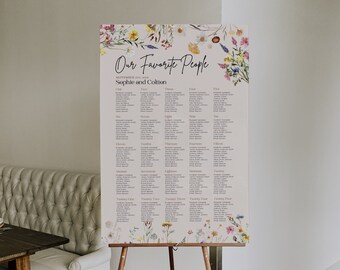 Wedding seating chart sign, Boho beige wedding seating chart sign, Wildflower floral wedding sign #Amara