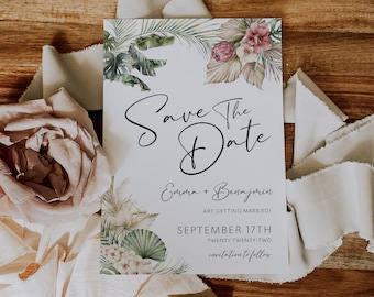 Tropical Save the Date, Save the date template, Boho Save the Date #LWTropicana