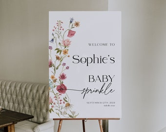 Baby Sprinkle Welcome Sign, Wildflower Welcome sign, Baby shower Welcome sign, Welcome sign template floral #Viona