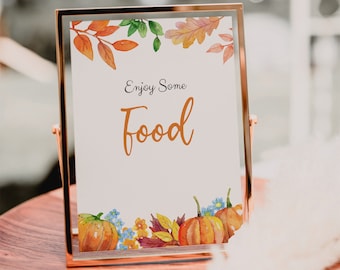 Food sign printable, Food sign template, Fall Pumpkin baby shower stationery, Pumpkin baby shower sign #PumpkinLWT