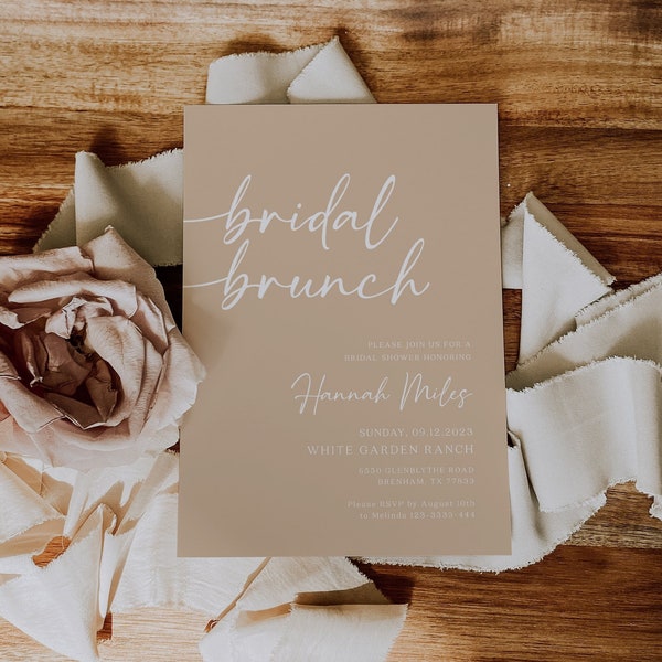 Bridal brunch, Bridal shower brunch invitation, Beige bridal shower invitation, Digital invitation  template | BELLAMY