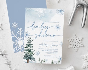 Winter baby shower invitation, Winter Wonderland invitation, Winter invitation template #BLUEWW