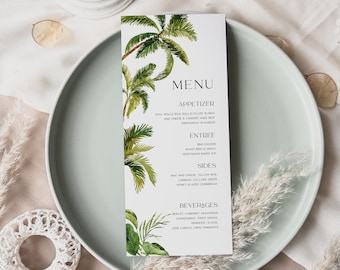 Wedding menu cards,  Menu card template, Tropical Wedding menu, Tropical Wedding Destination stationery #Aloha