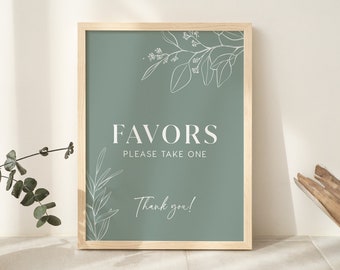 Favors sign template, Wedding favors sign, Floral wedding sign, Botanical wedding sign, Sage green wedding sign #sagefloral