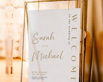 Welcome sign wedding, Gold welcome sign template, Gold wedding sign, Rust gold welcome sign | GOLDY