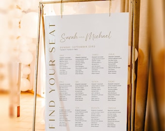 Seating chart gold, Seating chart wedding, Rust gold seating chart template, Gold wedding seating chart template | GOLDY