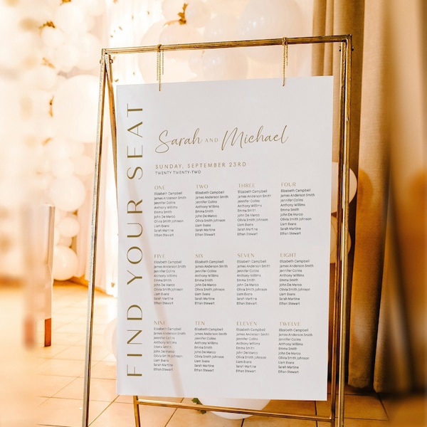 Seating chart gold, Seating chart wedding, Rust gold seating chart template, Gold wedding seating chart template | GOLDY