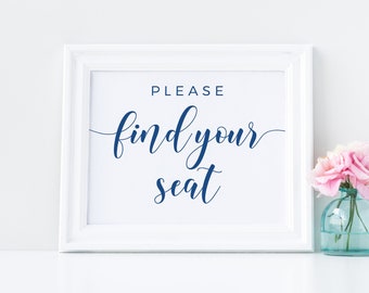 Find your seat sign, Seating sign, Find your table, Wedding signs, Blue wedding sign,  #BLUE20WED