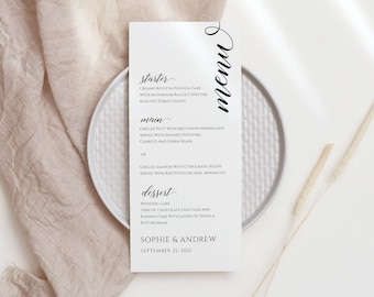 Minimalist menu, Wedding menu template, Rustic wedding menu  #SCR020LWT