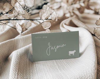 Name cards template, Wedding place cards, Sage green place cards, Two color combination included  #SAGE021LWT