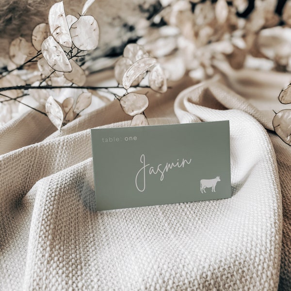 Name cards template, Wedding place cards, Sage green place cards, Two color combination included  #SAGE021LWT